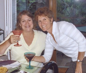 Sharon and me toasting