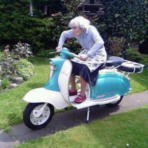 old lady on scooter