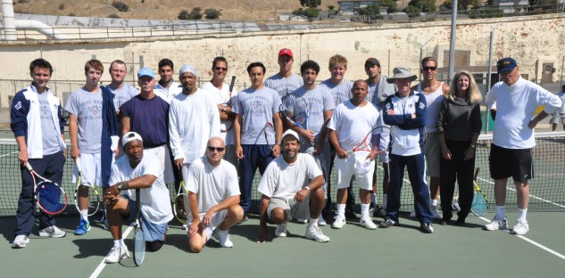 The Inside Tennis Team and volunteers on the newly surfaced court