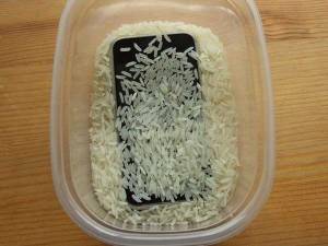 phone in rice
