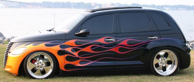 flames on car
